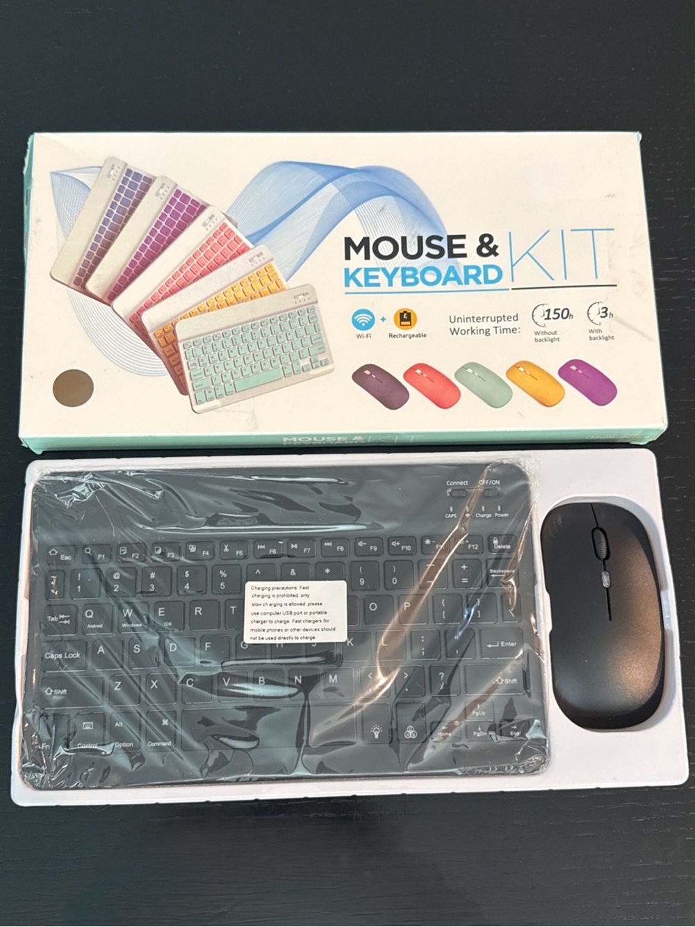 Wireless Black Keyboard and Mouse Combo - Rechargeable